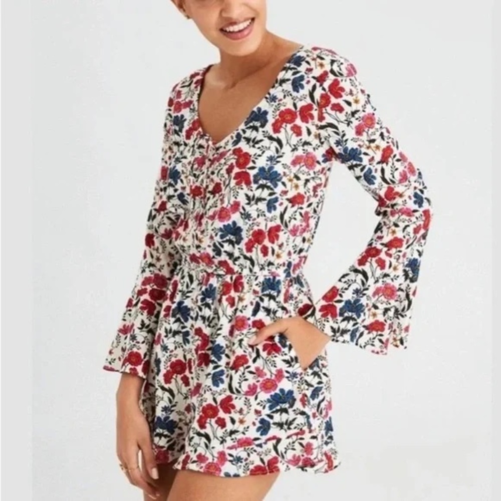 EUC AE Floral Romper